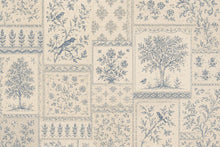 Load image into Gallery viewer, Vintage Blue Floral Wallpaper, Toile Botanical Wall Mural, Cottagecore Patchwork Wallpaper, Farmhouse Decor, Peel &amp; Stick 858LU