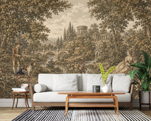 Load image into Gallery viewer, Vintage Pastoral Landscape Wallpaper Mural | Medieval Garden Wall Mural | Antique European Countryside Decor, Peel &amp; Stick 859LU