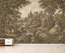Load image into Gallery viewer, Vintage Pastoral Landscape Wallpaper Mural | Medieval Garden Wall Mural | Antique European Countryside Decor, Peel &amp; Stick 859LU