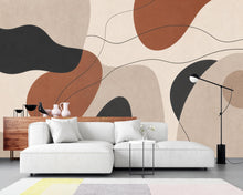 Load image into Gallery viewer, Abstract Neutral Wallpaper Peel and Stick, Modern Boho Wall Mural, Minimalist Geometric Wallpaper, Terracotta Beige Wall Decor 833LU
