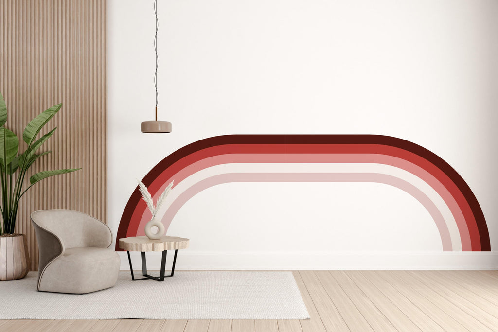 Rainbow Stripes Wall Mural Large Wall Decal Living Room Earthy Tones Family Easy To Apply Forest