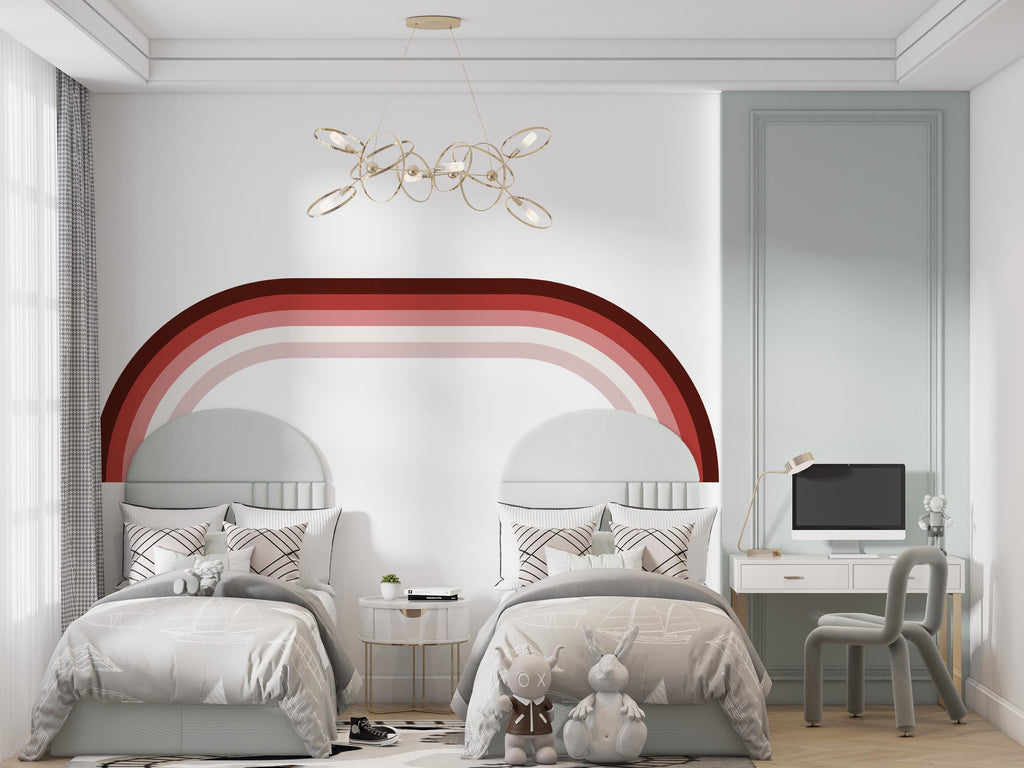 Rainbow Stripes Wall Mural Large Wall Decal Living Room Earthy Tones Family Easy To Apply Forest