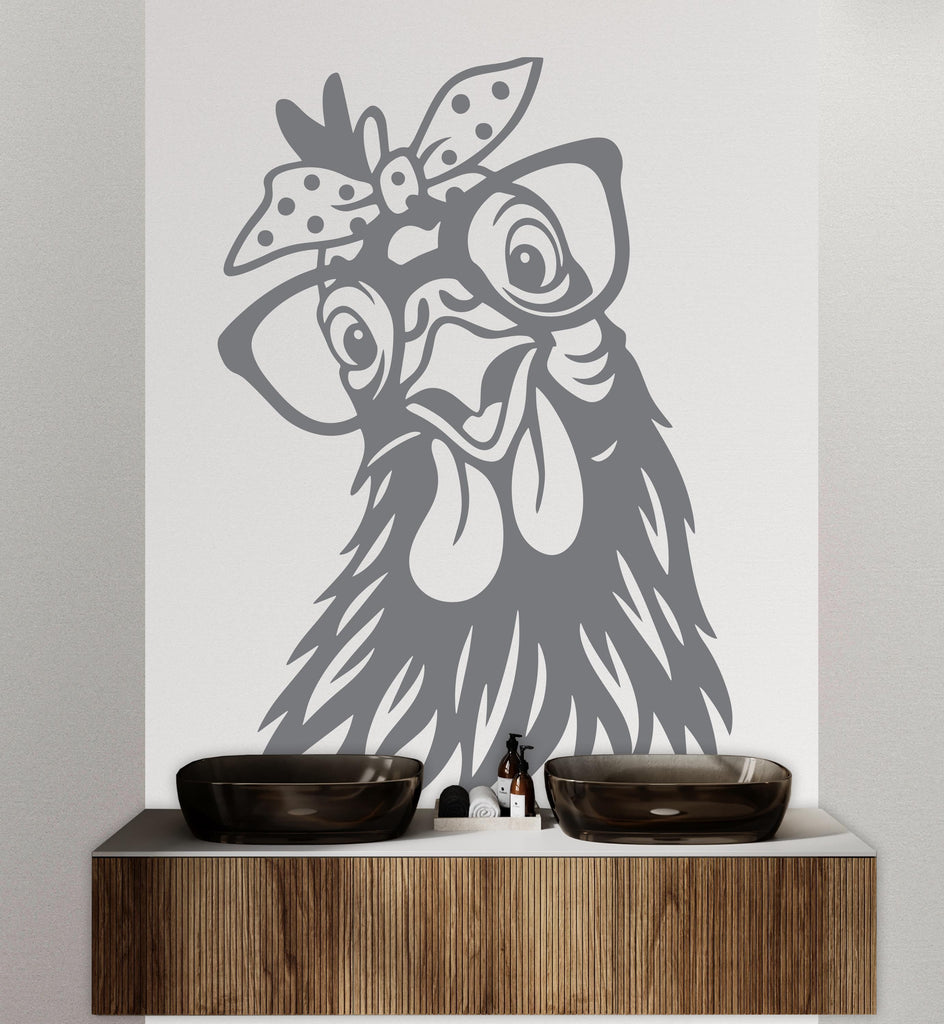 Funny Chicken wall decal Bathroom Decal Chicken wall art Decal Chicken Lover Animals wall decal Wall Bathroom Decals Stickers 418DE