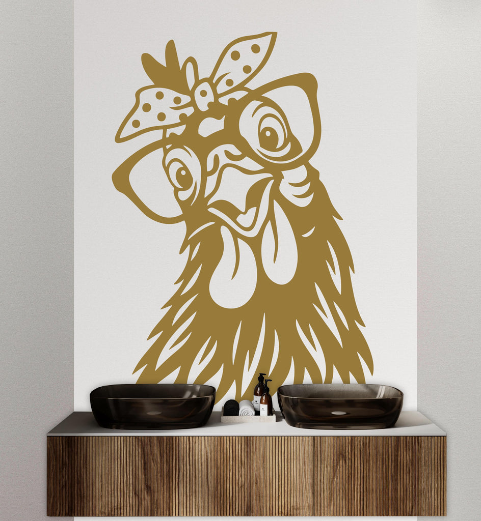 Funny Chicken wall decal Bathroom Decal Chicken wall art Decal Chicken Lover Animals wall decal Wall Bathroom Decals Stickers 418DE