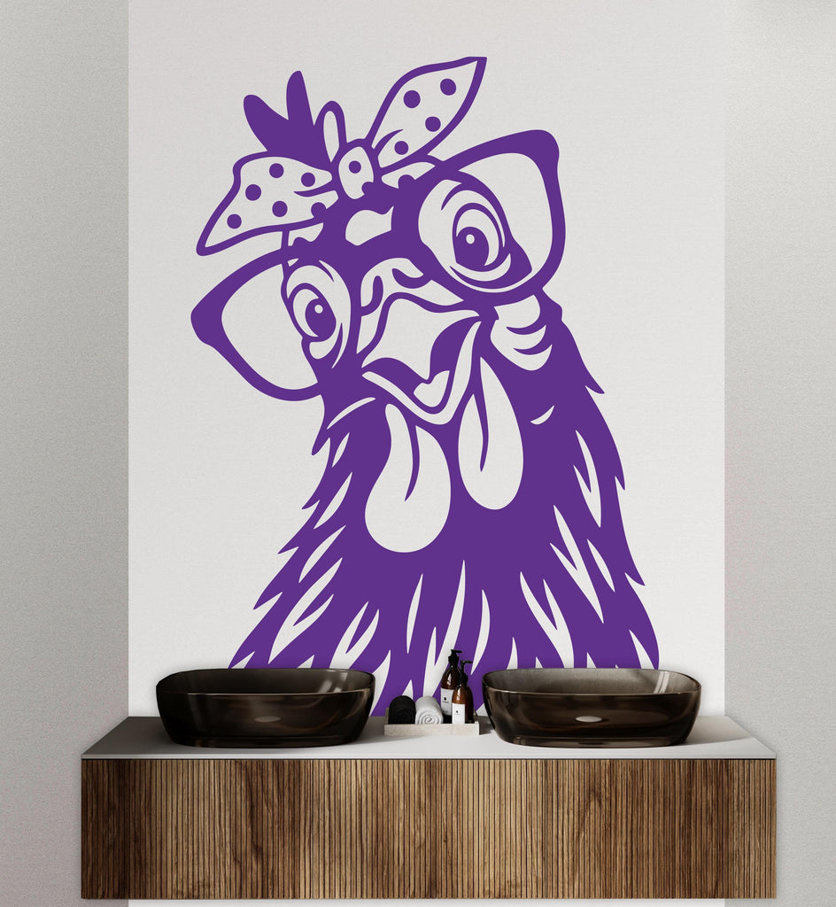 Funny Chicken wall decal Bathroom Decal Chicken wall art Decal Chicken Lover Animals wall decal Wall Bathroom Decals Stickers 418DE
