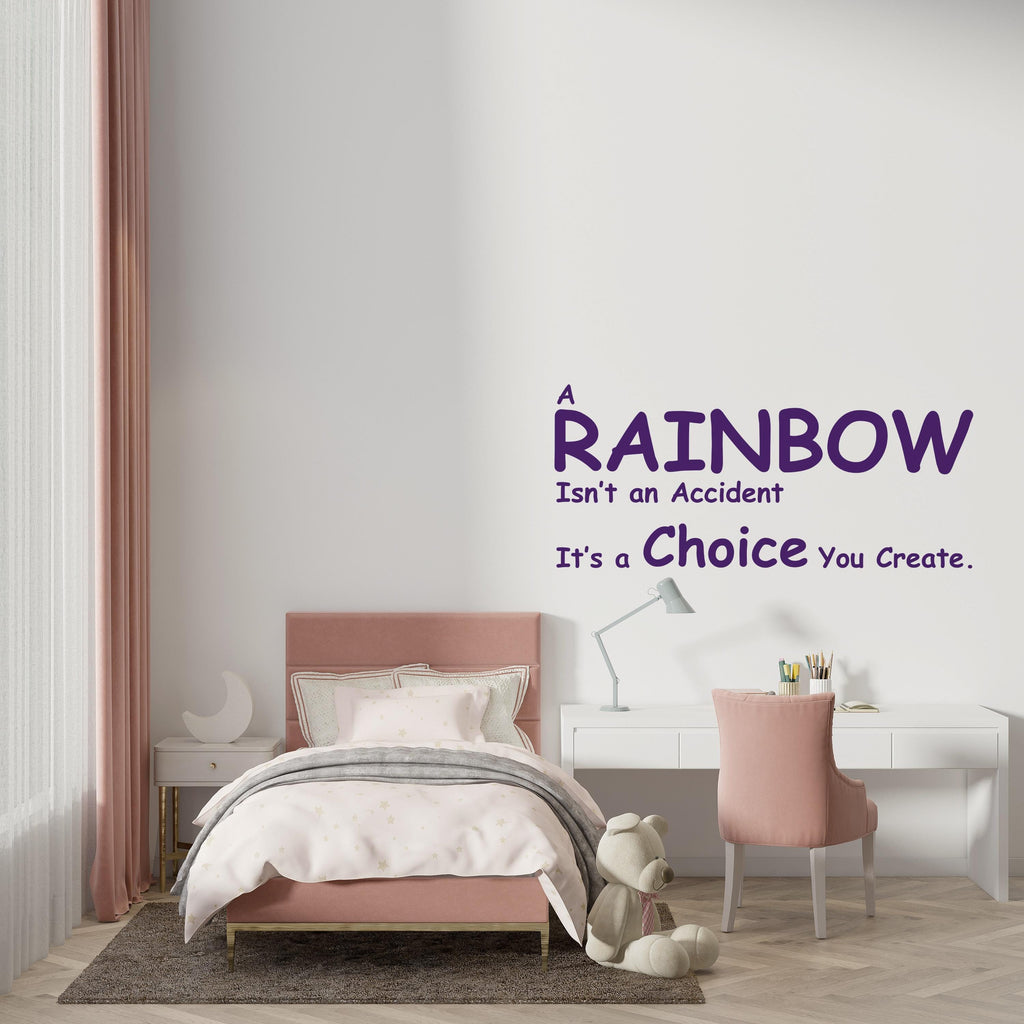 Rainbow Wall Decal Phrase Joy Is a Choice Modern Vinyl Wall Art Wall Mural Kids Room