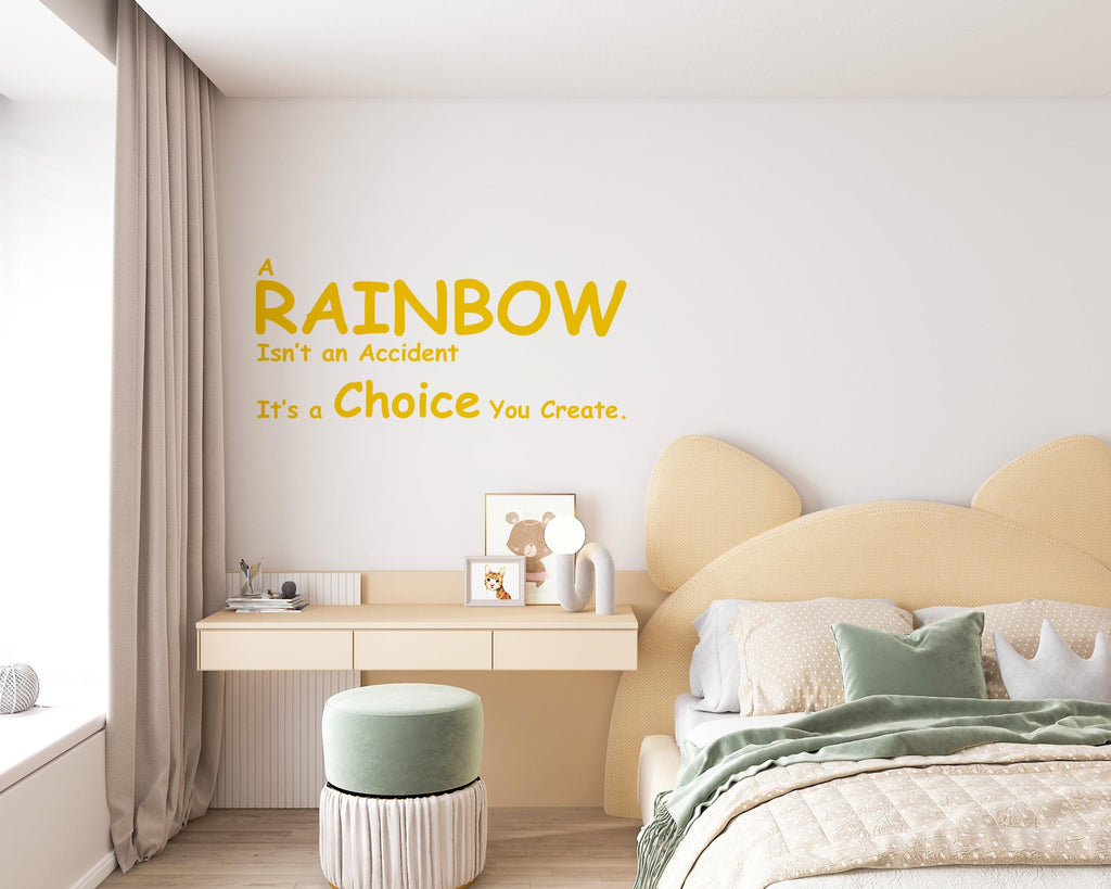 Rainbow Wall Decal Phrase Joy Is a Choice Modern Vinyl Wall Art Wall Mural Kids Room