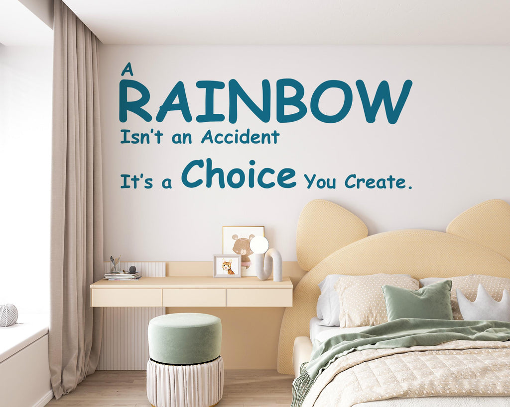 Rainbow Wall Decal Phrase Joy Is a Choice Modern Vinyl Wall Art Wall Mural Kids Room