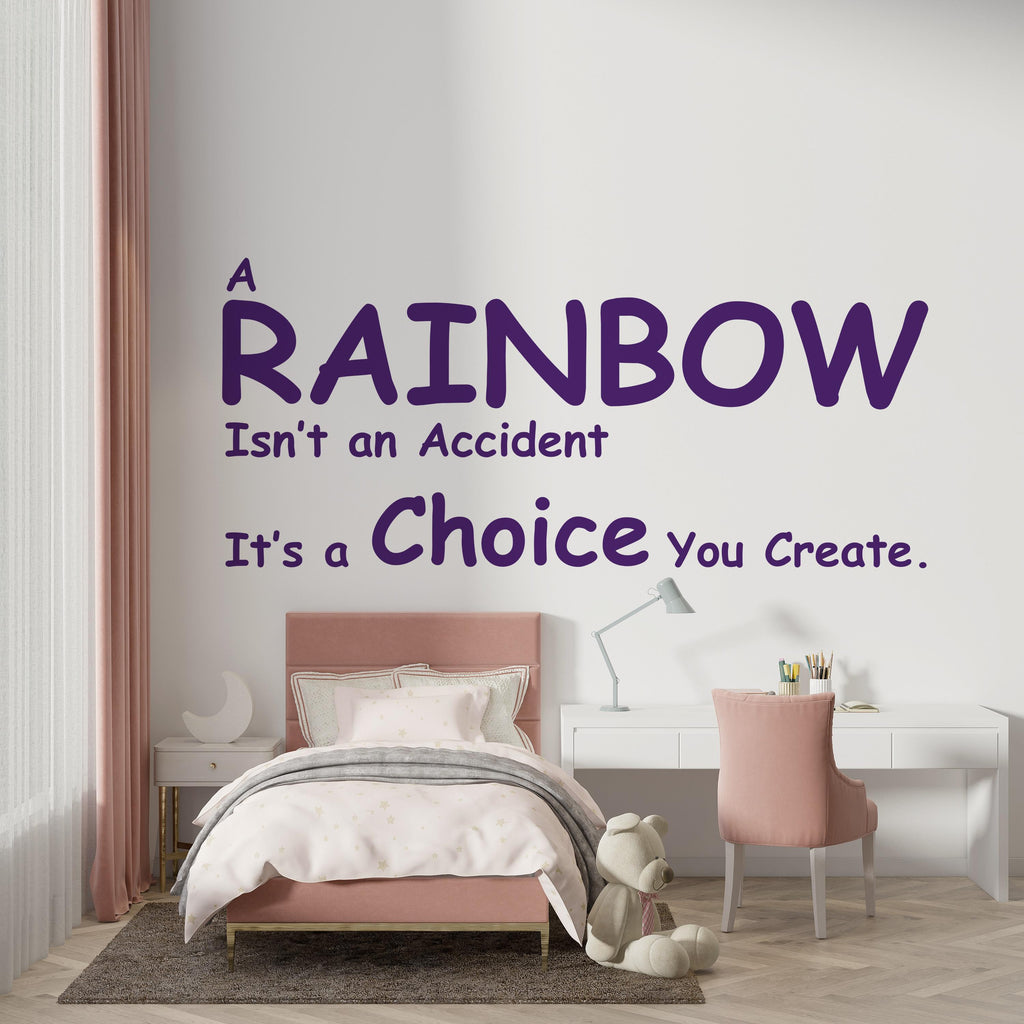Rainbow Wall Decal Phrase Joy Is a Choice Modern Vinyl Wall Art Wall Mural Kids Room