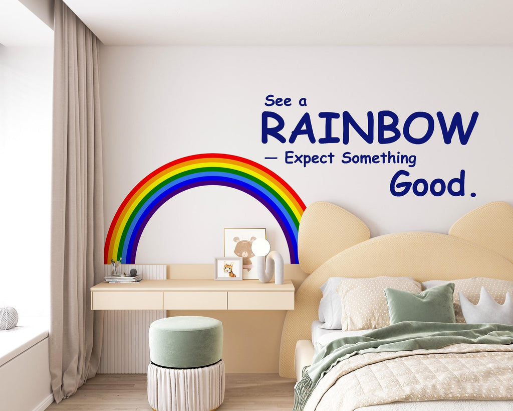 Rainbow Quote Wall Decal Phrase Everyday Luck Positive Vinyl Decor Modern Vinyl Wall Art Wall Mural Kids Room