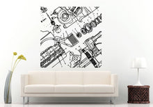Load image into Gallery viewer, Car Vehicle Automobile Engine Motor Parts Blueprint Wall Decal Vinyl Sticker Mural Room Decor L847