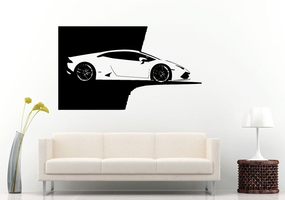 Car Vehicle Automobile Supercar Sports Car Garage Right Side Wall Decal Vinyl Sticker Mural Room Decor L848