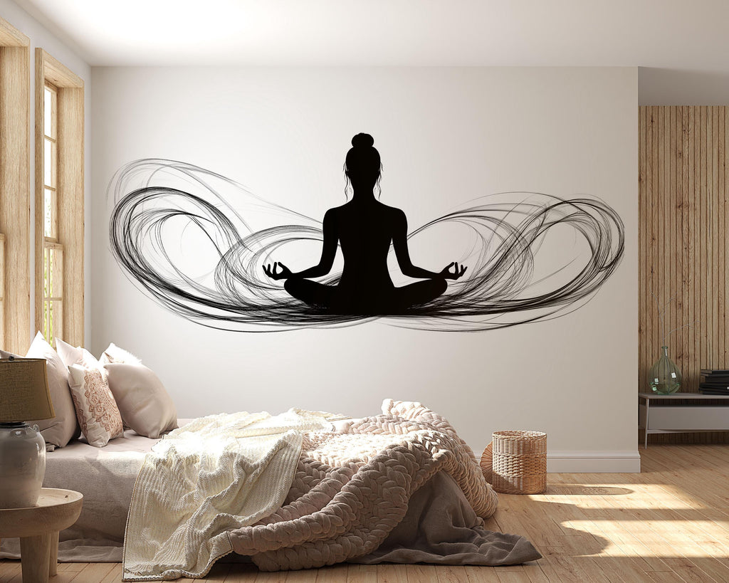 Meditation Wall Decal Yoga Wall Art Zen Vinyl Sticker Spiritual Wellness Wall Decor Minimalist Meditation Room Mural Yoga Studio Decor