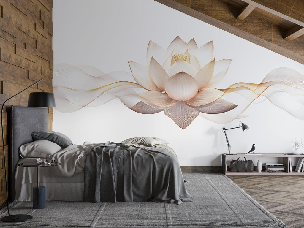 Lotus Flower Wall Decal Yoga Studio Wall Art Zen Vinyl Sticker Meditation Room Decor Spiritual Wellness Wall Mural Minimalist Spa Decor