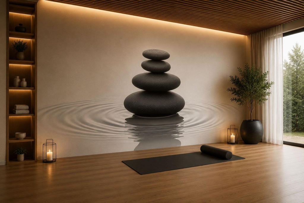 Zen Stone Wall Decal Spa Wall Art Meditation Vinyl Sticker Wellness Wall Decor Minimalist Pebble Mural Relaxation Room Decor