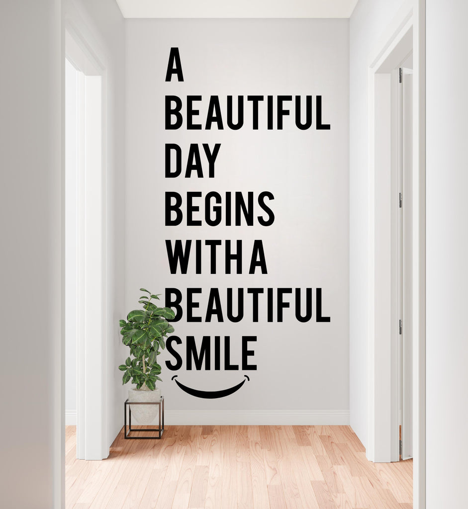 A Beautiful Day Begins with a Beautiful Smile Wall decals, Dentist Gift, Orthodontist Stickers, Dental Hygienist, Dental decor 1138RS