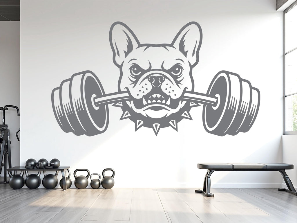 French BullDog Gym Wall Decal Custom fitness Decor Workout Art Vinyl Dog Lover Strong Gym Wall Stickers Bedroom Workout Motivation 1120RS