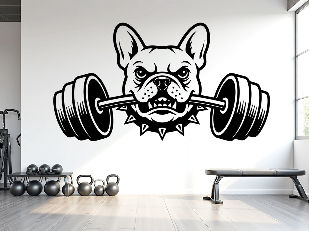French BullDog Gym Wall Decal Custom fitness Decor Workout Art Vinyl Dog Lover Strong Gym Wall Stickers Bedroom Workout Motivation 1120RS