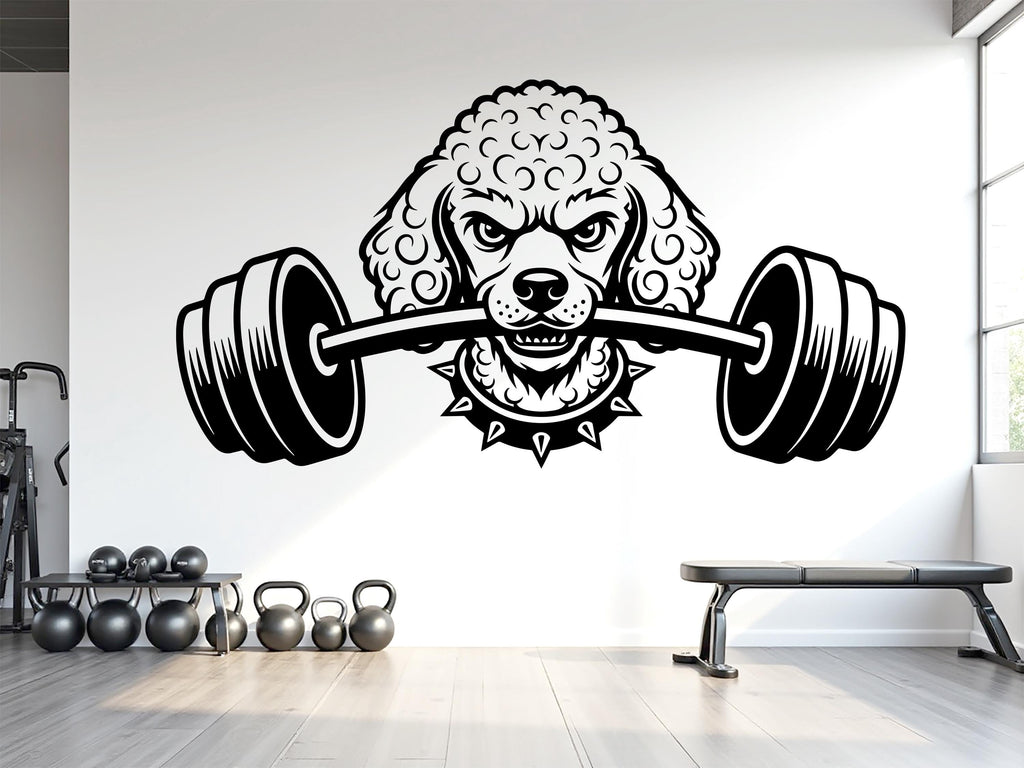Poodle Gym Wall Decal Custom fitness Decor Workout Art Vinyl Dog Lover Strong Gym Wall Stickers Bedroom Workout Motivation 1121RS