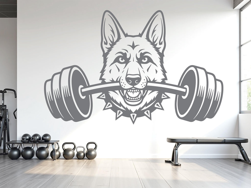 German Shepherd Gym Wall Decal Custom fitness Decor Workout Art Vinyl Dog Lover Strong Gym Wall Stickers Bedroom Workout Motivation 1122RS
