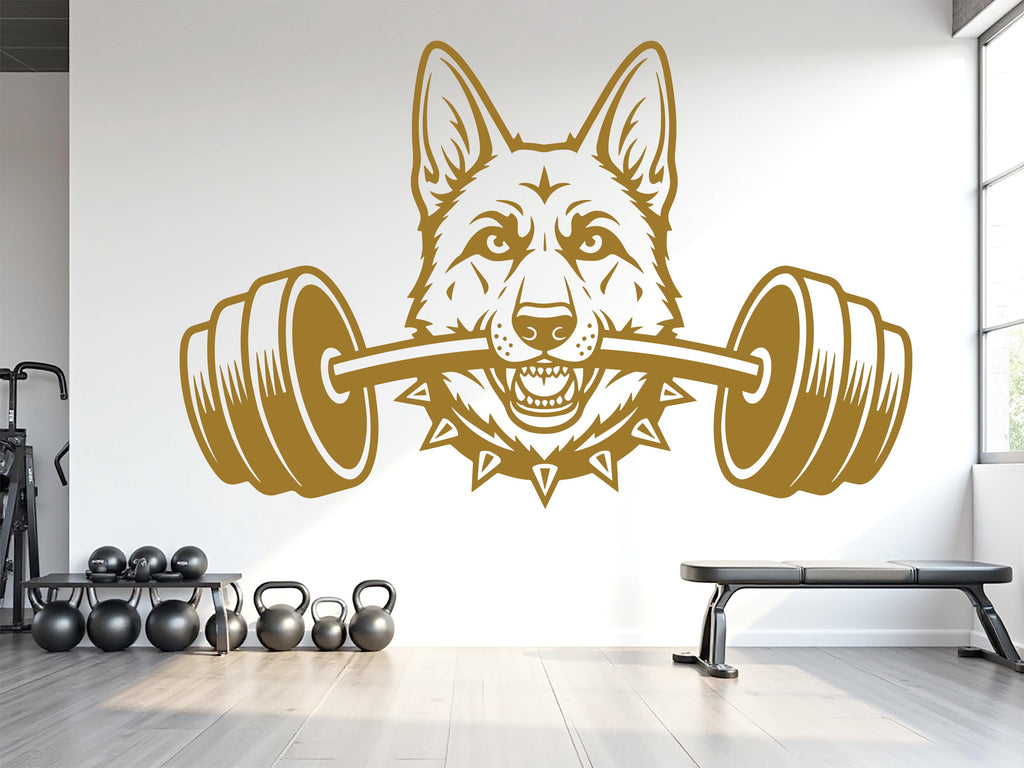 German Shepherd Gym Wall Decal Custom fitness Decor Workout Art Vinyl Dog Lover Strong Gym Wall Stickers Bedroom Workout Motivation 1122RS