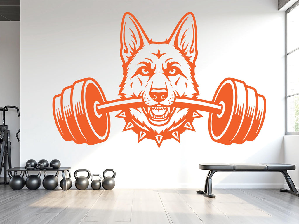 German Shepherd Gym Wall Decal Custom fitness Decor Workout Art Vinyl Dog Lover Strong Gym Wall Stickers Bedroom Workout Motivation 1122RS