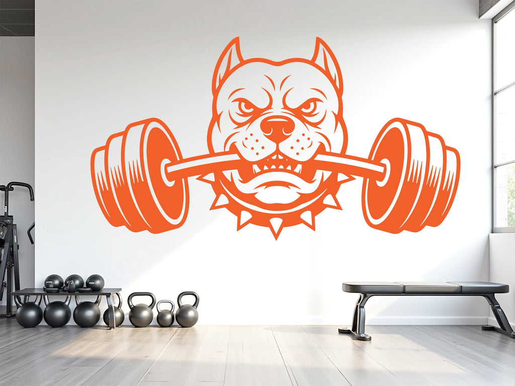 Pitbull Dog Gym Wall Decal Custom fitness Decor Workout Art Vinyl Dog Lover Strong Gym Wall Stickers Bedroom Workout Motivation 1123RS