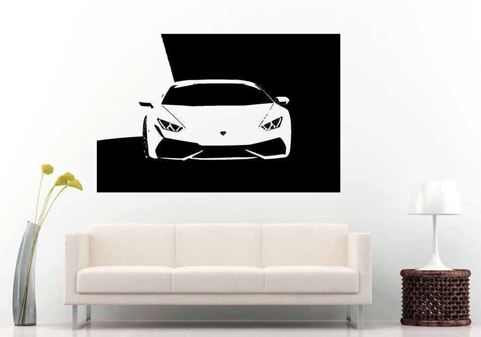 Car Vehicle Automobile Supercar Sports Car Garage Front Wall Decal Vinyl Sticker Mural Room Decor L849