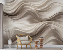 Load image into Gallery viewer, 3D Wave Wallpaper - Abstract Flowing Fabric - Luxury Sculptural Texture - Modern Minimalist Neutral Mural 1141RS