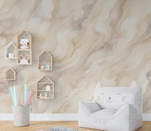 Load image into Gallery viewer, Abstract Marble Wallpaper - Soft Cream Beige Swirl - Watercolor Stone Texture - Neutral Minimalist Mural 1140RS