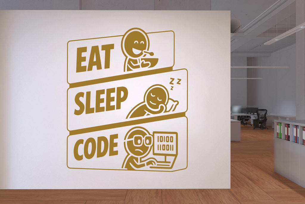 Eat, Sleep, Code Wall decals Vinyl Coding Wall Decor, Technology Office Decor 1125RS