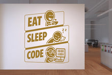 Load image into Gallery viewer, Eat, Sleep, Code Wall decals Vinyl Coding Wall Decor, Technology Office Decor 1125RS