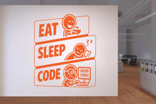Load image into Gallery viewer, Eat, Sleep, Code Wall decals Vinyl Coding Wall Decor, Technology Office Decor 1125RS
