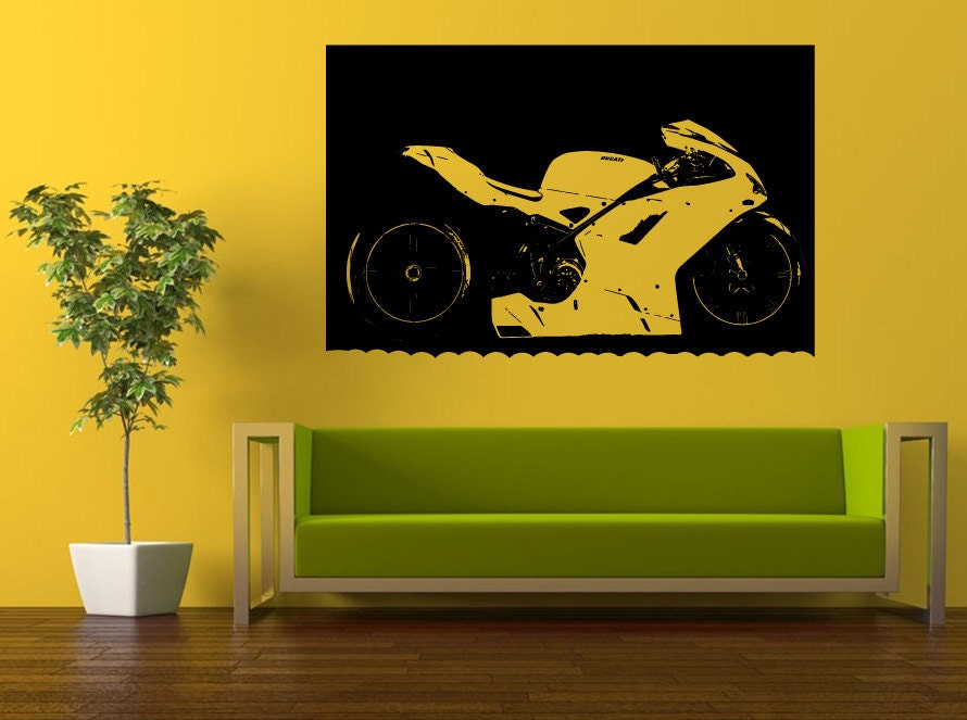 Motorcycle Sport Custom Crotch Rocket Racing Motorbike Bike Wall Decal Vinyl Sticker Mural Room Decor L858