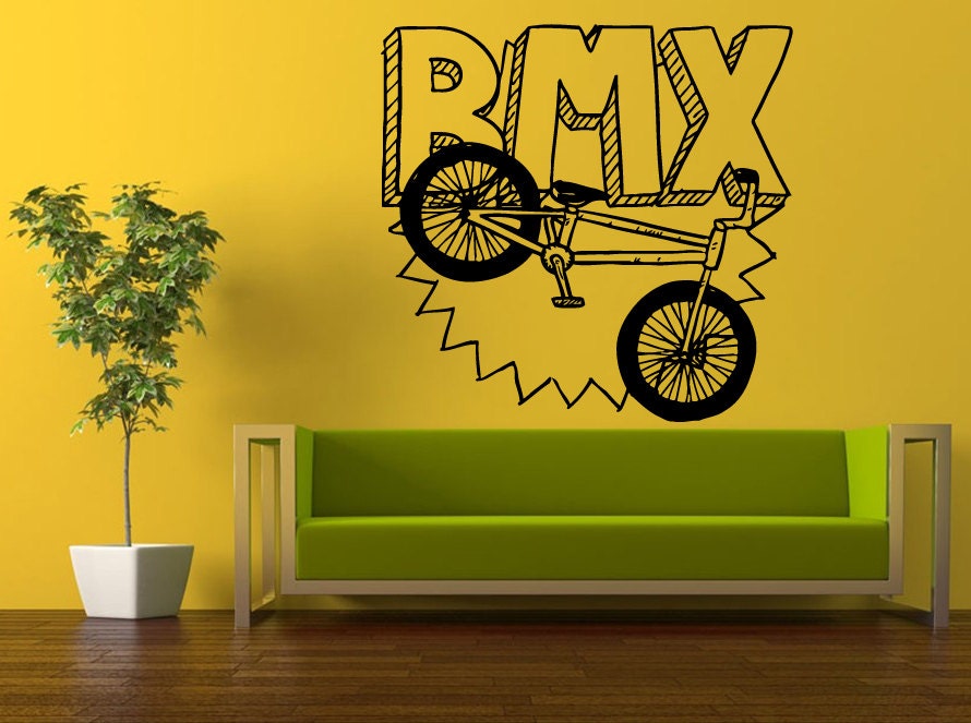 Bmx Bike Bicycle Extreme Sport Games Wall Decal Vinyl Sticker Mural Room Decor L863