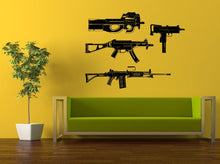 Load image into Gallery viewer, Gun Rack Set Uzi Machine Pistol Rifle Handgun Wall Decal Vinyl Sticker Mural Room Decor L850