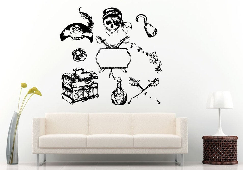 Pirates Decoration Set Kids Boys Children Room Set Wall Decal Vinyl Sticker Mural Room Decor L853