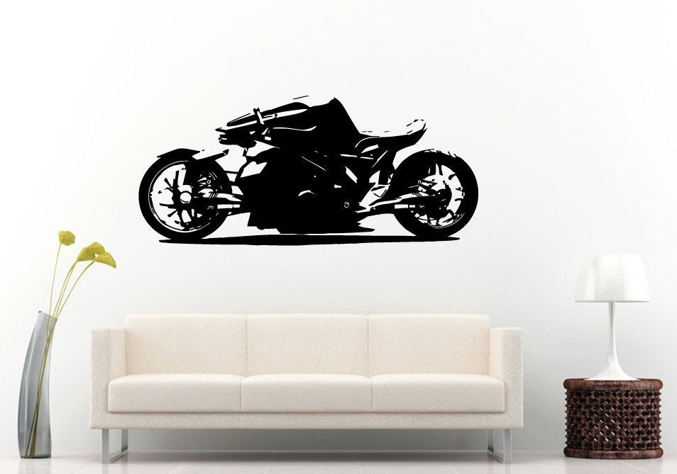 Motorcycle Sport Custom Crotch Rocket Racing Motorbike Bike Wall Decal Vinyl Sticker Mural Room Decor L857