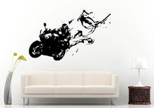 Load image into Gallery viewer, Motorcycle Sport Custom Crotch Rocket Racing Motorbike Burning Tires With Smoke Bike Wall Decal Vinyl Sticker Mural Room Decor L859