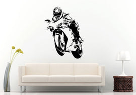 Motorcycle Sport Custom Crotch Rocket Racing Motorbike Bike Biker Wall Decal Vinyl Sticker Mural Room Decor L862