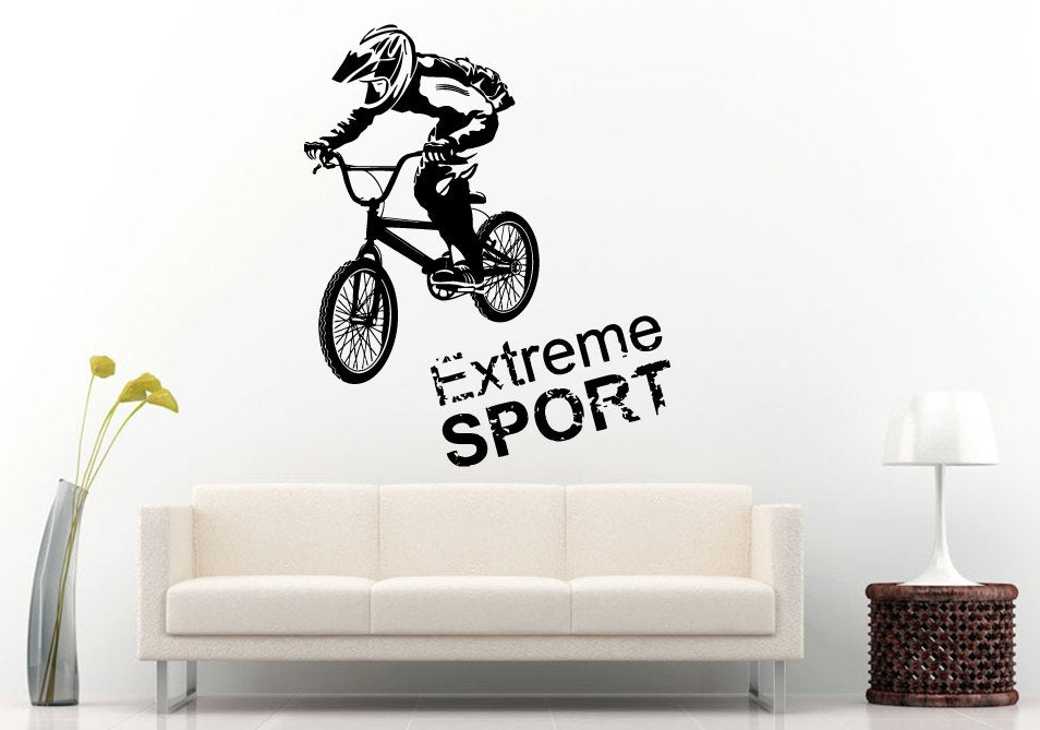 Bmx Bike Bicycle Extreme Sport Games Stunt Trick Wall Decal Vinyl Sticker Mural Room Decor L865