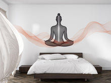 Load image into Gallery viewer, Meditation Wall Mural, Yoga Studio Wallpaper, Zen Spa Decor, Chakra Energy Art, Woman Silhouette Mural, 657mv