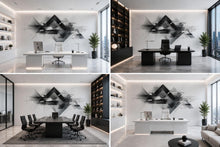 Load image into Gallery viewer, Abstract Geometric Wall Mural, Modern Office Wallpaper, Black Gray Conference Room Decor, Corporate Workspace Wall Art, 669mv