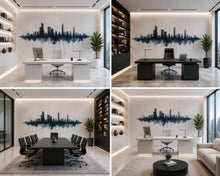 Load image into Gallery viewer, City Skyline Office Wall Mural, Modern Workspace Wallpaper, Urban Cityscape Wall Art, Corporate Executive Office Decor, 672mv