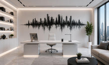Load image into Gallery viewer, City Skyline Wall Mural, Modern Office Wallpaper, Urban Cityscape Wall Art, Black White Executive Workspace Decor, 673mv