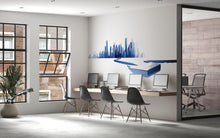 Load image into Gallery viewer, Blue City Skyline Wall Mural, Modern Office Wallpaper, Executive Workspace Decor, Corporate Urban Wall Art, Business Mural, 678mv