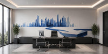 Load image into Gallery viewer, Blue City Skyline Wall Mural, Modern Office Wallpaper, Executive Workspace Decor, Corporate Urban Wall Art, Business Mural, 678mv
