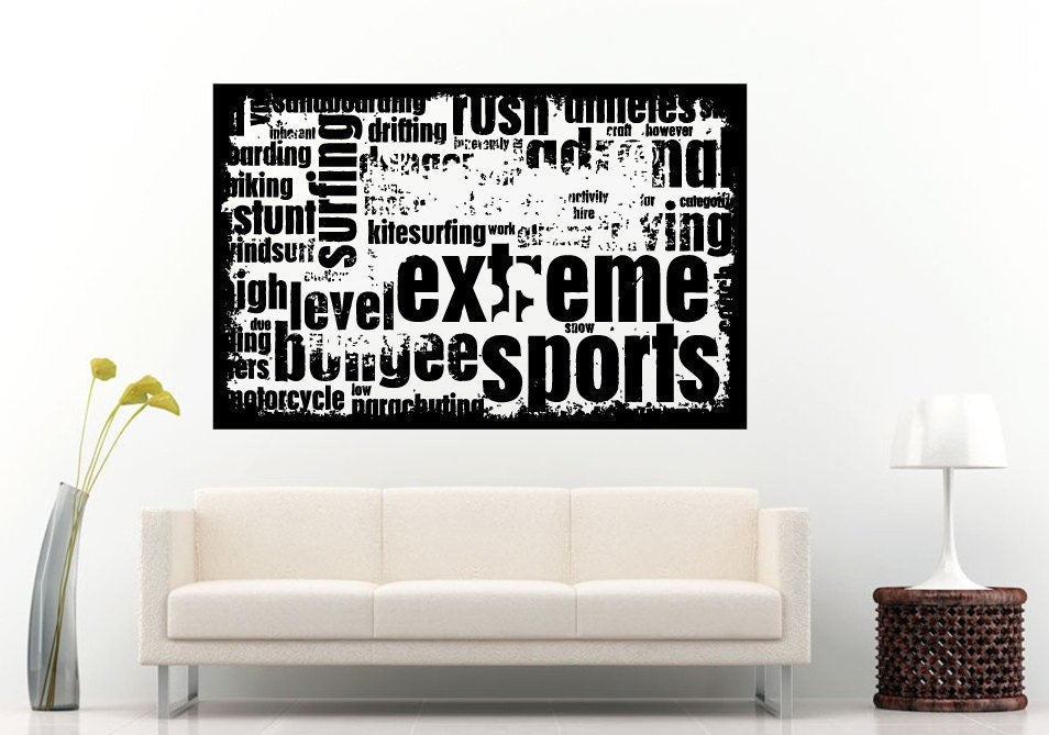 Sports Words Related Typography Wall Decal Vinyl Sticker Mural Room Decor L875