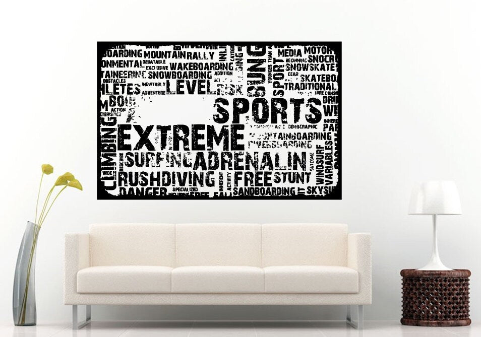 Sports Words Related Typography Wall Decal Vinyl Sticker Mural Room Decor L876