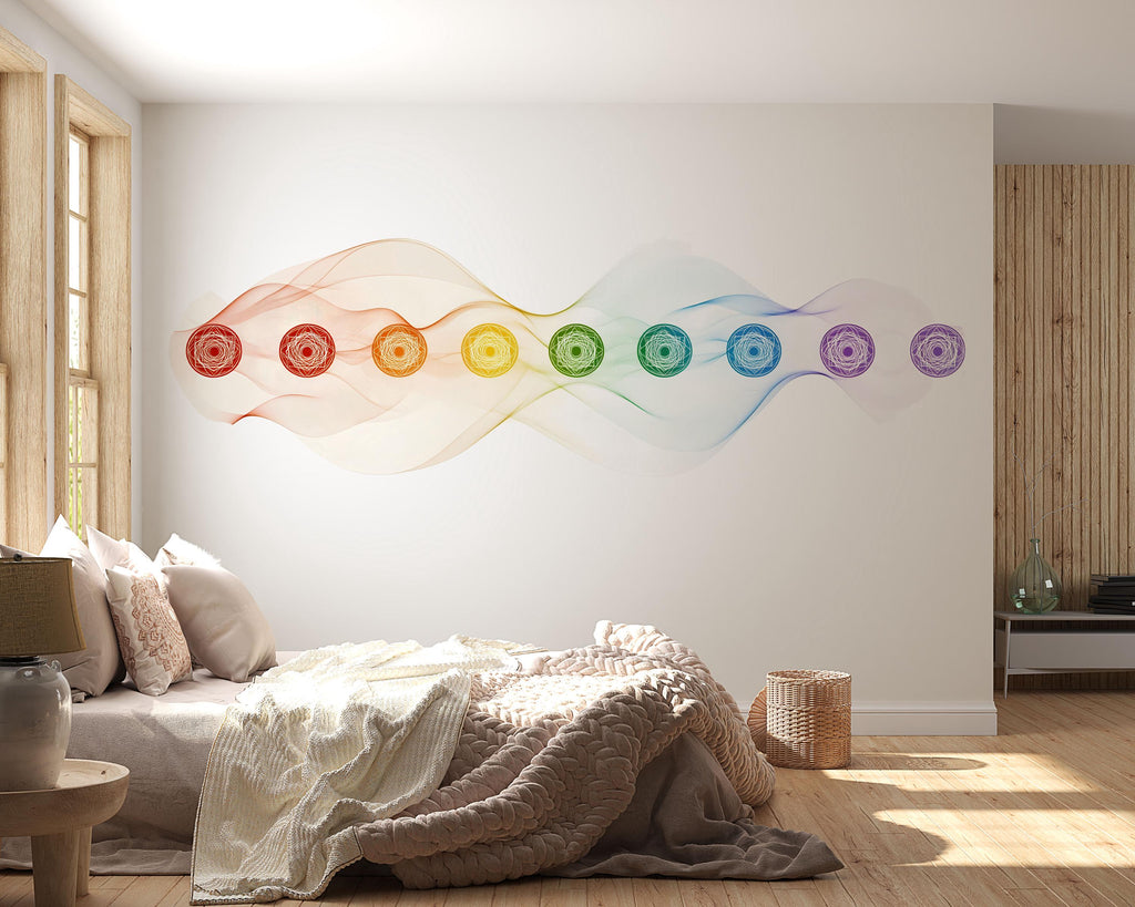 Rainbow Chakra Wall Decal Yoga Studio Wall Art Meditation Room Vinyl Sticker Spiritual Wellness Decor Zen Energy Mural